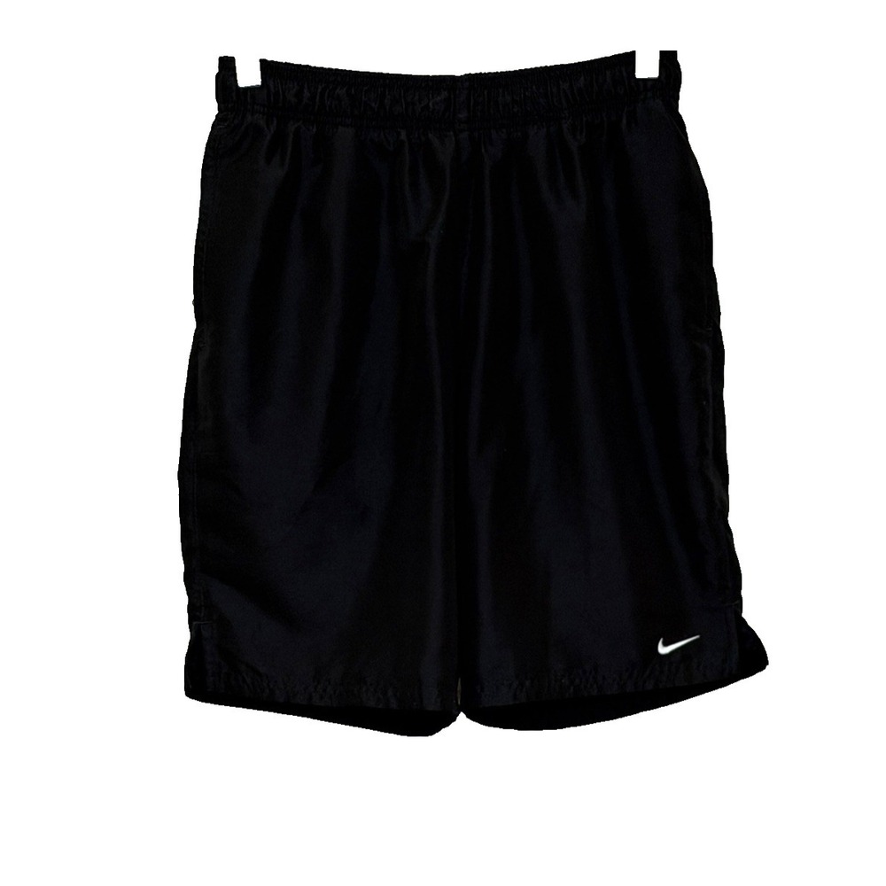 Nike Swim Trunks Mens Sz Small Black Elastic Drawstring Waist Mesh Lined Pockets